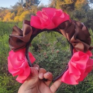 Pink and Brown Floral Headband
